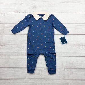 Andy & Evan Collared Romper Baby Boy One Piece Fall Print NWT 9-12 Months